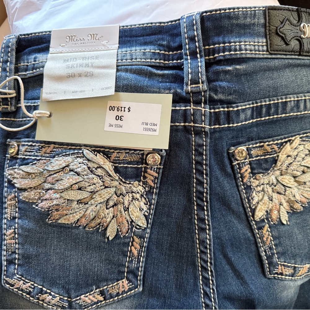 Miss Me Embellished Blue Skinny Jeans size 30